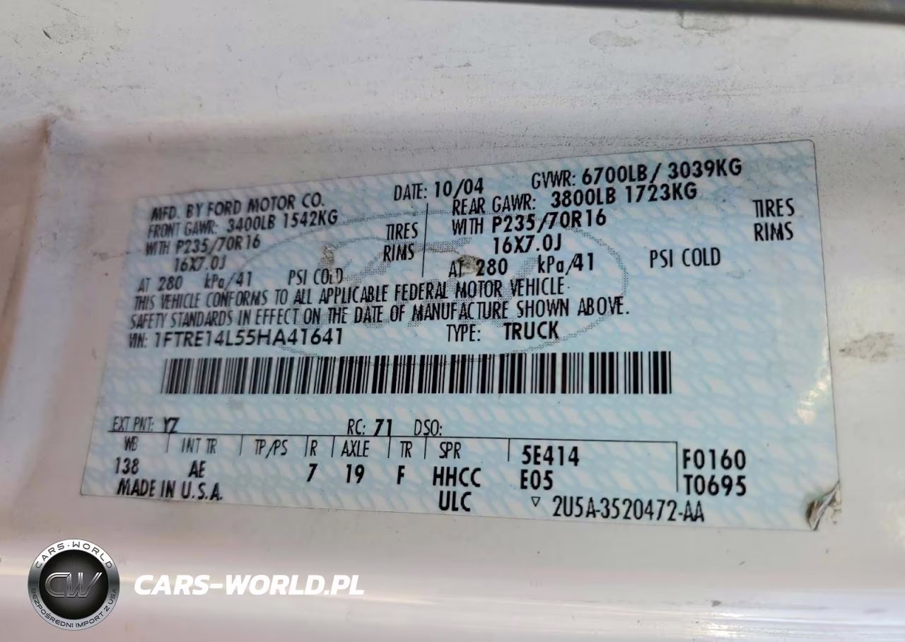 2005 Ford Econoline E150 Van VIN:1FTRE14L55HA41641 - 13