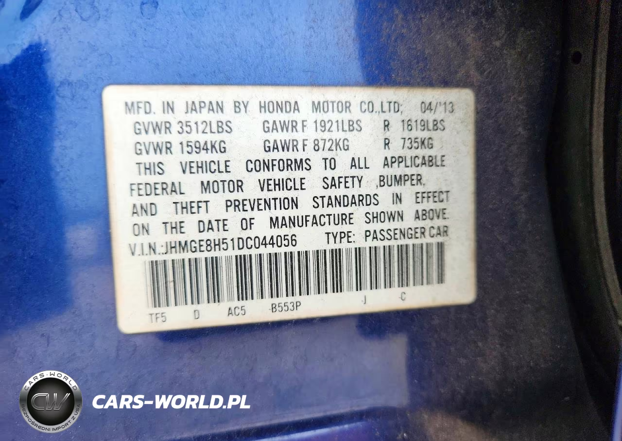 2013 Honda Fit Sport VIN:JHMGE8H51DC044056 - 12