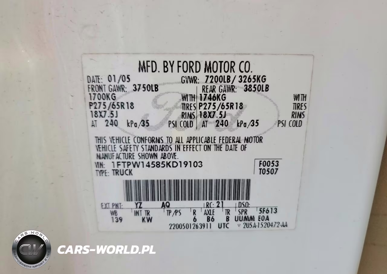 2005 Ford F150 Supercrew VIN:1FTPW14585KD19103 - 12