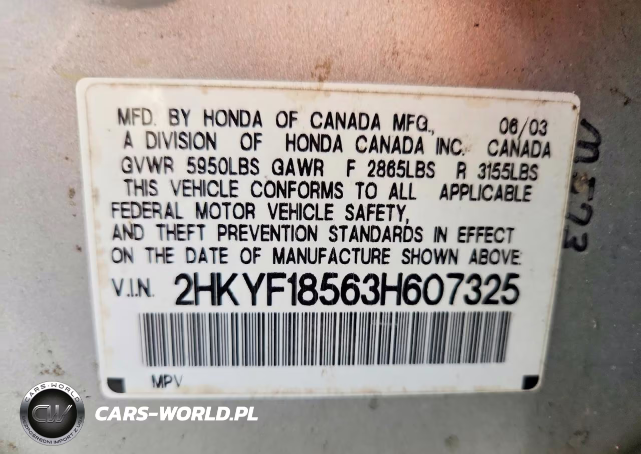 2003 Honda Pilot Exl VIN:2HKYF18563H607325 - 13