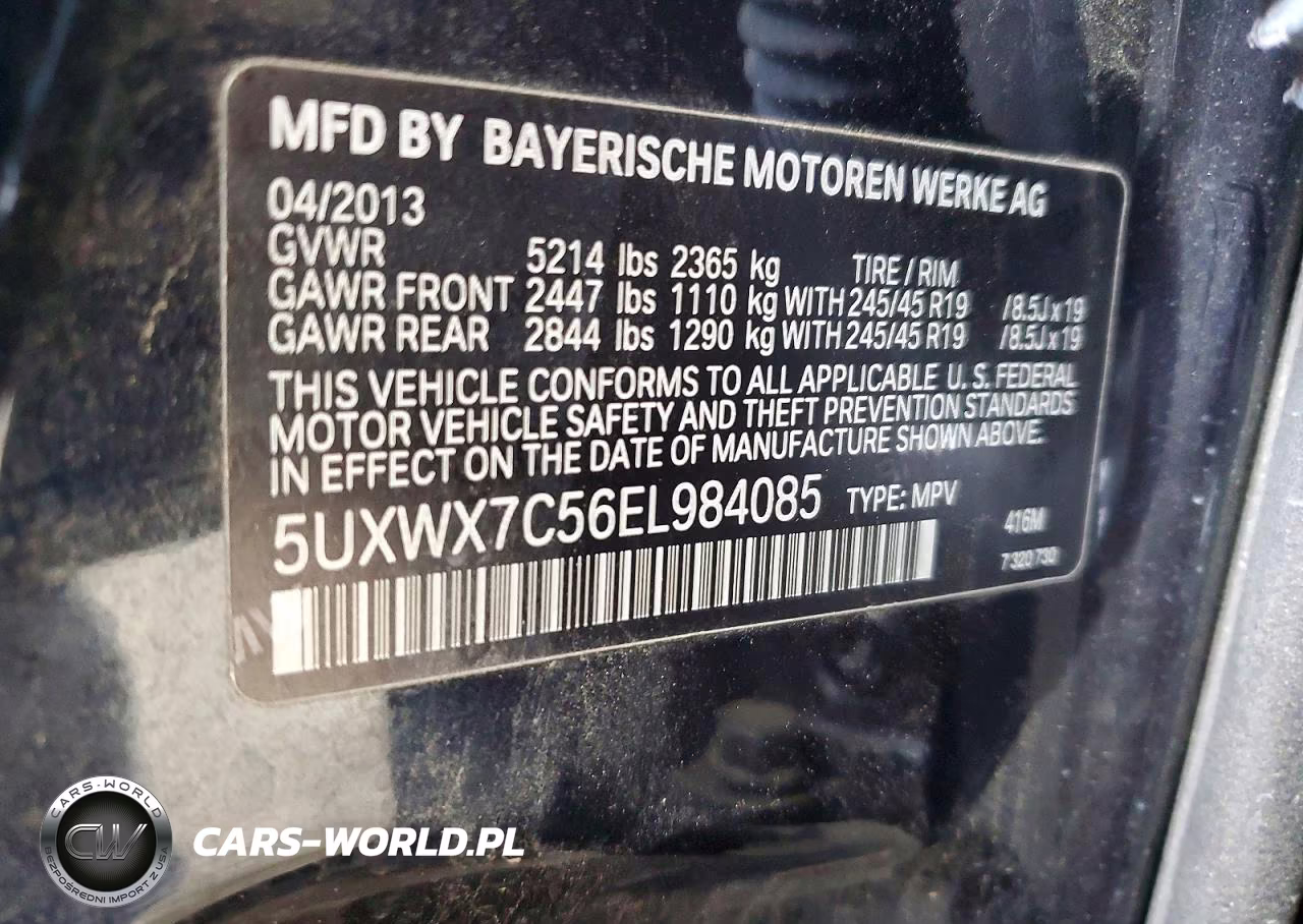 2014 BMW X3 xDrive35I VIN:5UXWX7C56EL984085 - 12