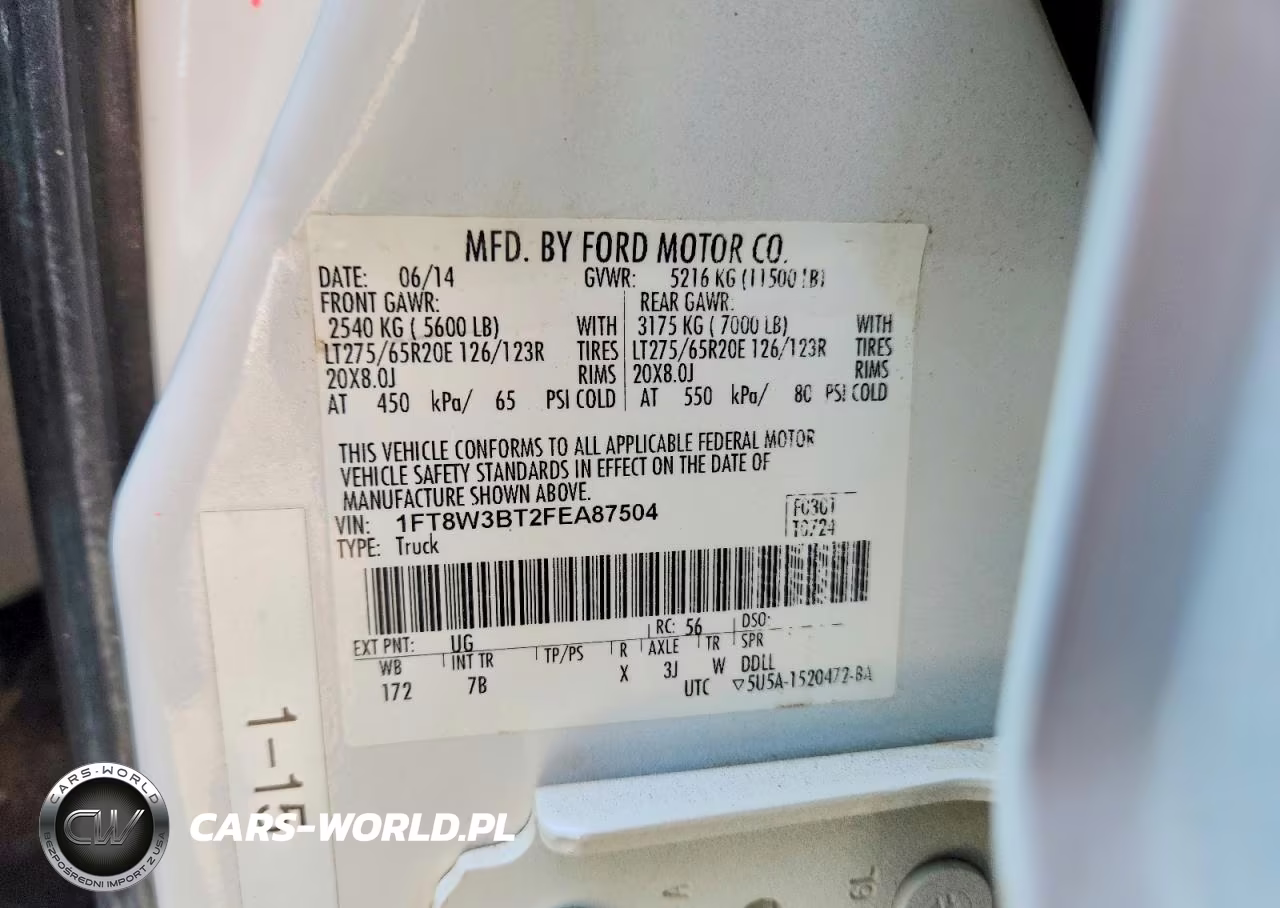 2015 Ford F350 Super Duty VIN:1FT8W3BT2FEA87504 - 12