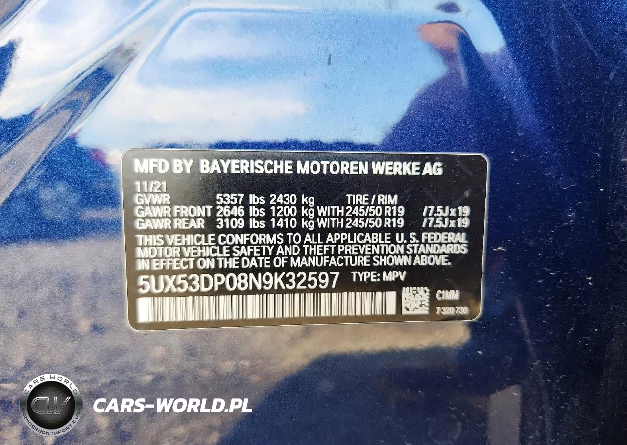 2022 BMW X3 xDrive30I VIN:5UX53DP08N9K32597 - 14