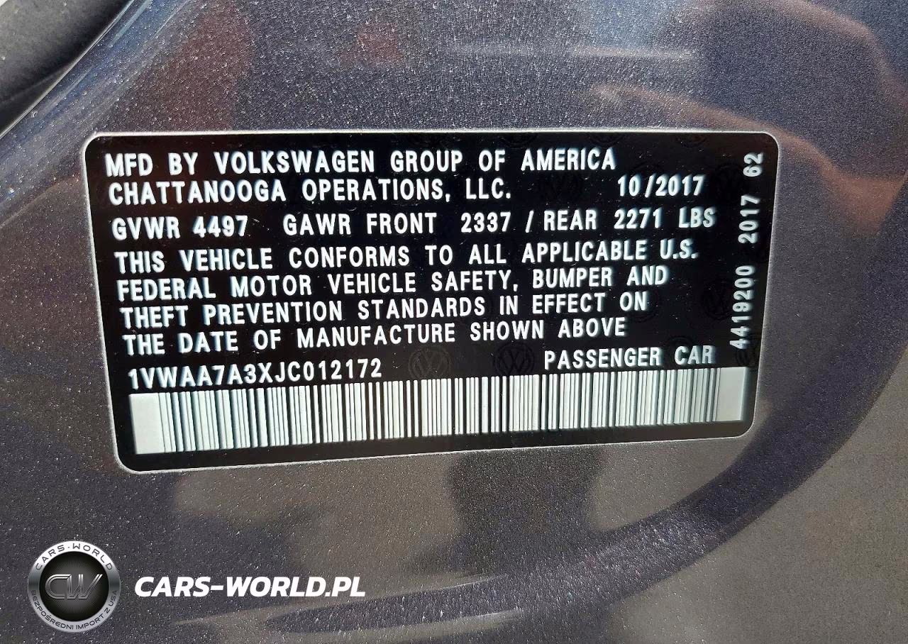 2018 Volkswagen Passat S VIN:1VWAA7A3XJC012172 - 12