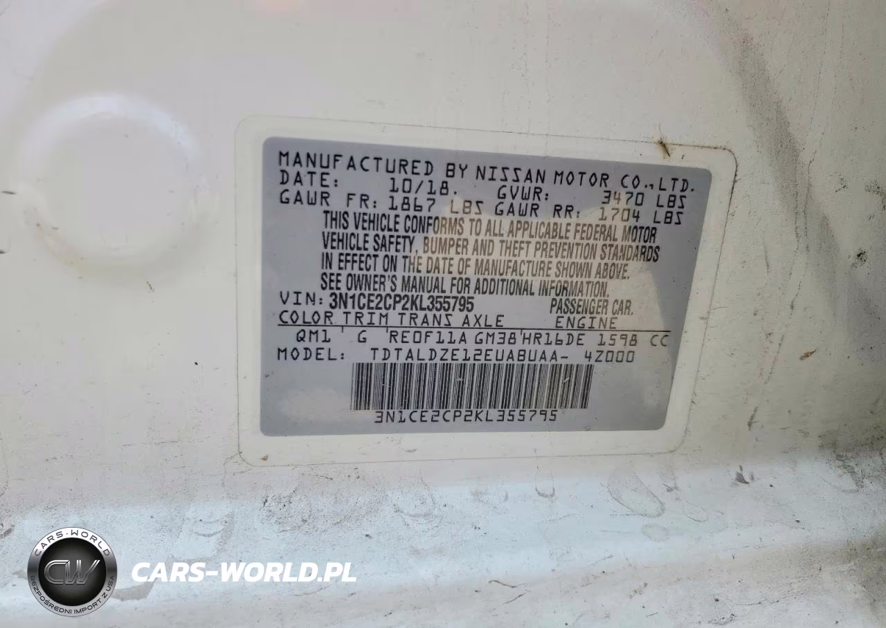 2019 Nissan Versa Note Sv VIN:3N1CE2CP2KL355795 - 12