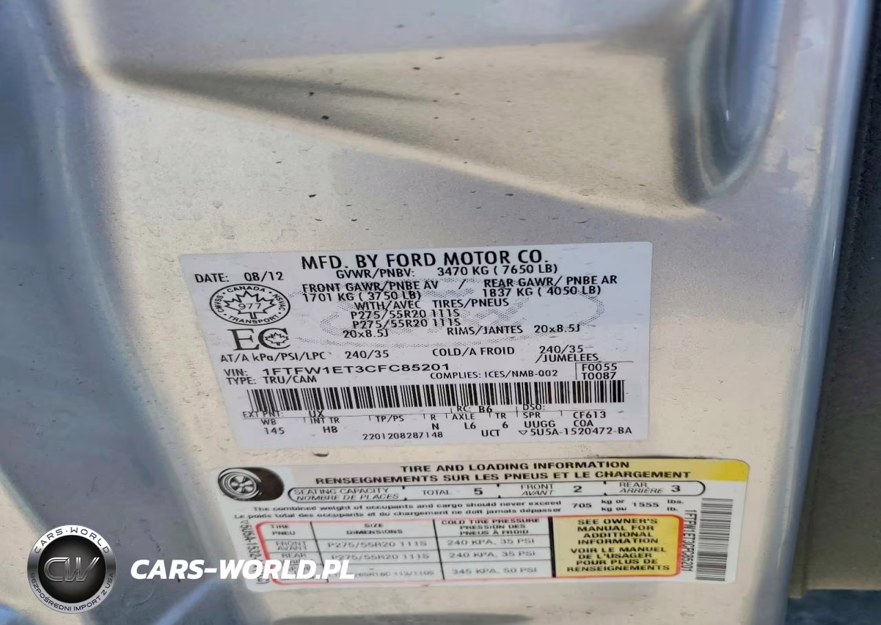 2012 Ford F150 Supercrew VIN:1FTFW1ET3CFC85201 - 12