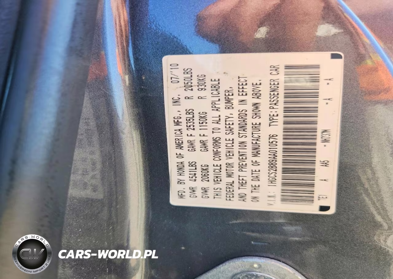 2010 Honda Accord Exl VIN:1HGCS2B89AA010576 - 12
