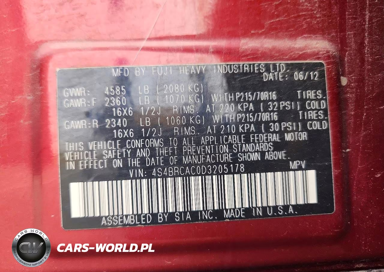 2013 Subaru Outback 2.5I VIN:4S4BRCAC0D3205178 - 13