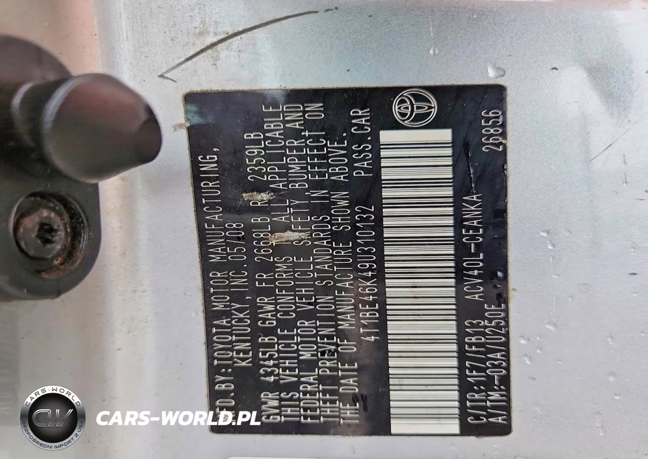 2009 Toyota Camry Base VIN:4T1BE46K49U310132 - 12