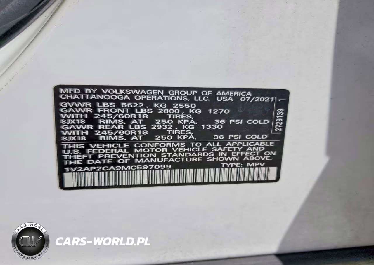 2021 Volkswagen Atlas S VIN:1V2AP2CA9MC597099 - 13