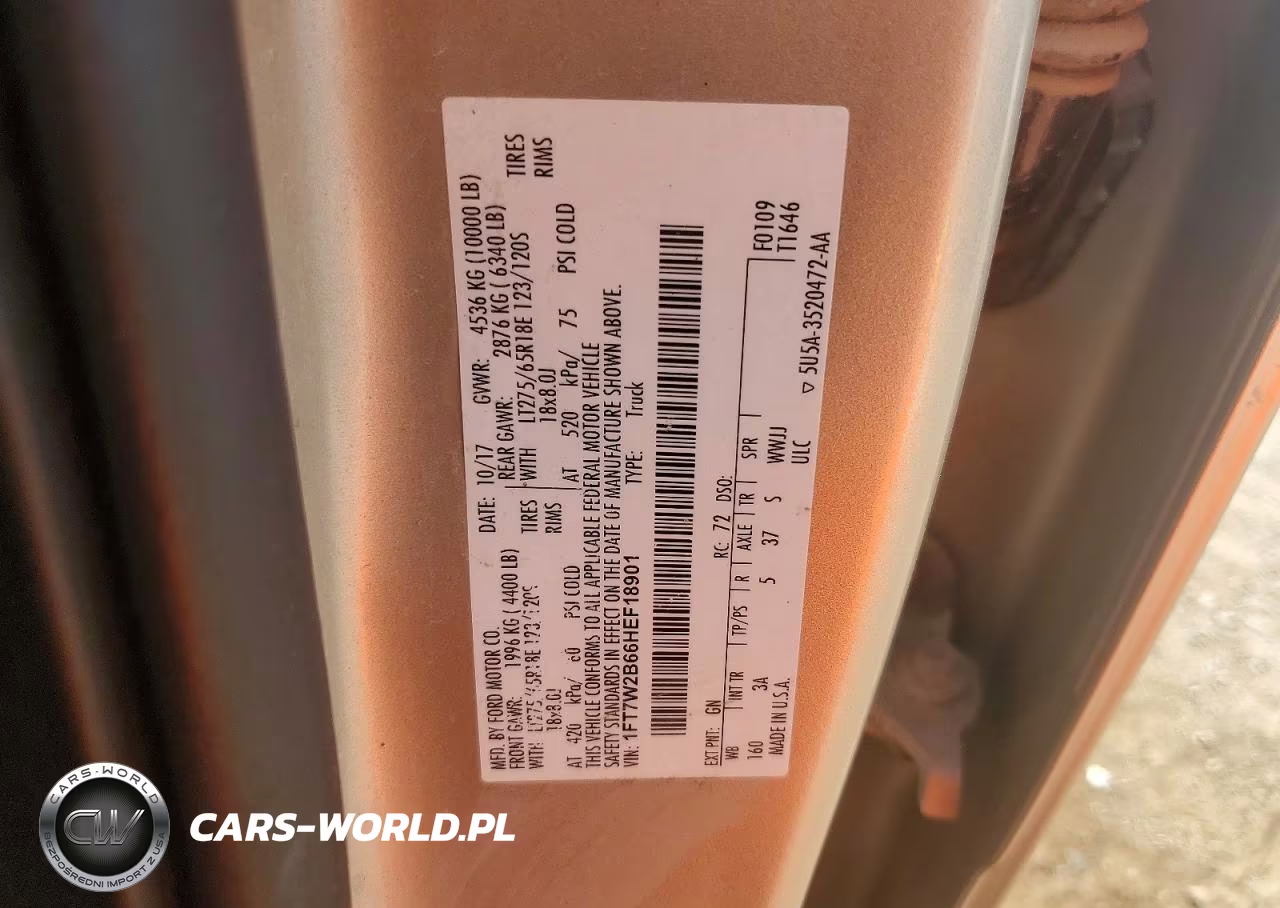 2017 Ford F250 Super Duty VIN:1FT7W2B66HEF18901 - 12