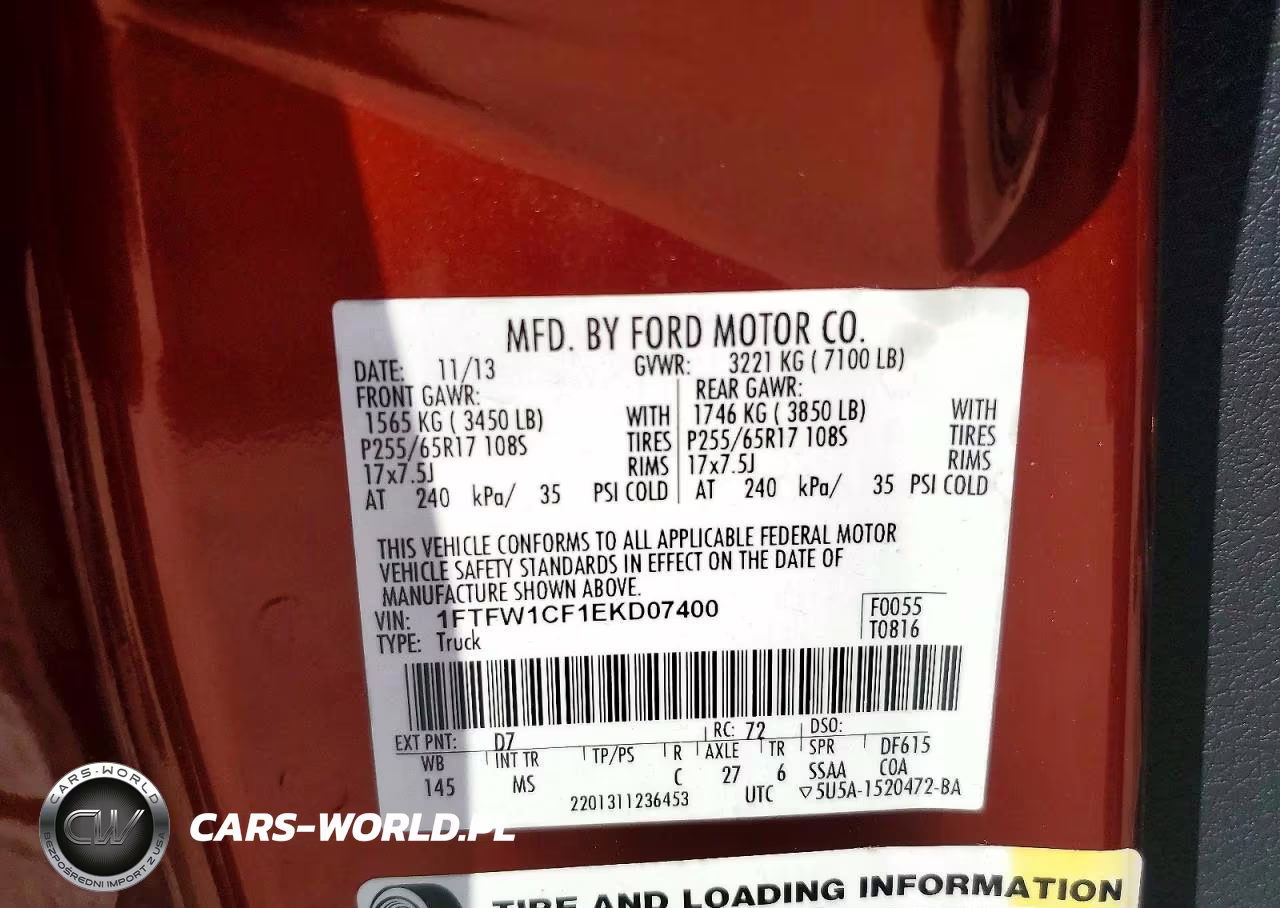 2014 Ford F150 Supercrew VIN:1FTFW1CF1EKD07400 - 12