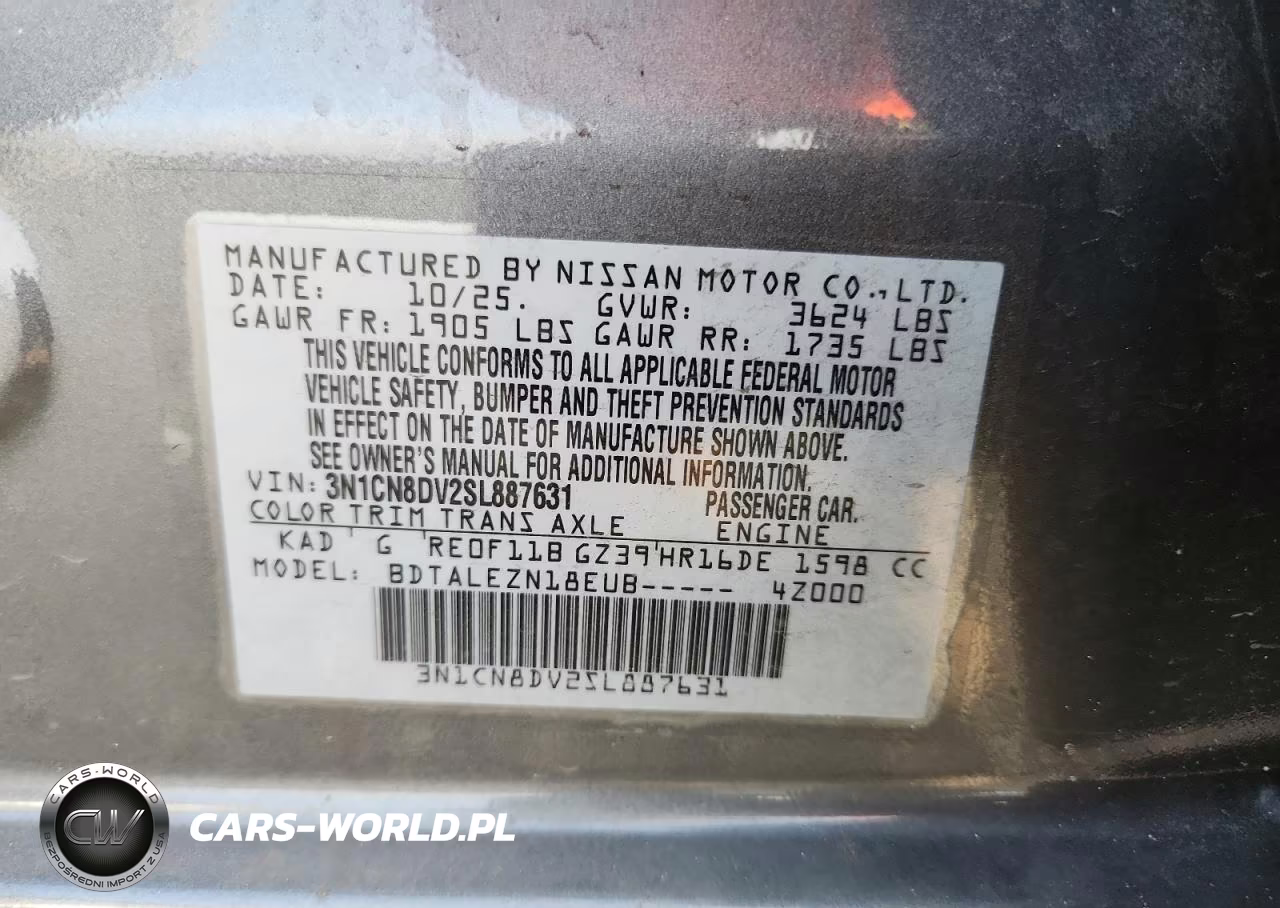 2025 Nissan Versa S VIN:3N1CN8DV2SL887631 - 13
