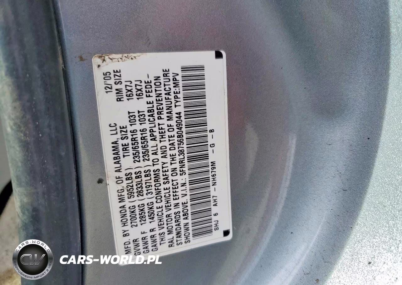 2006 Honda Odyssey Exl VIN:5FNRL38756B049044 - 14