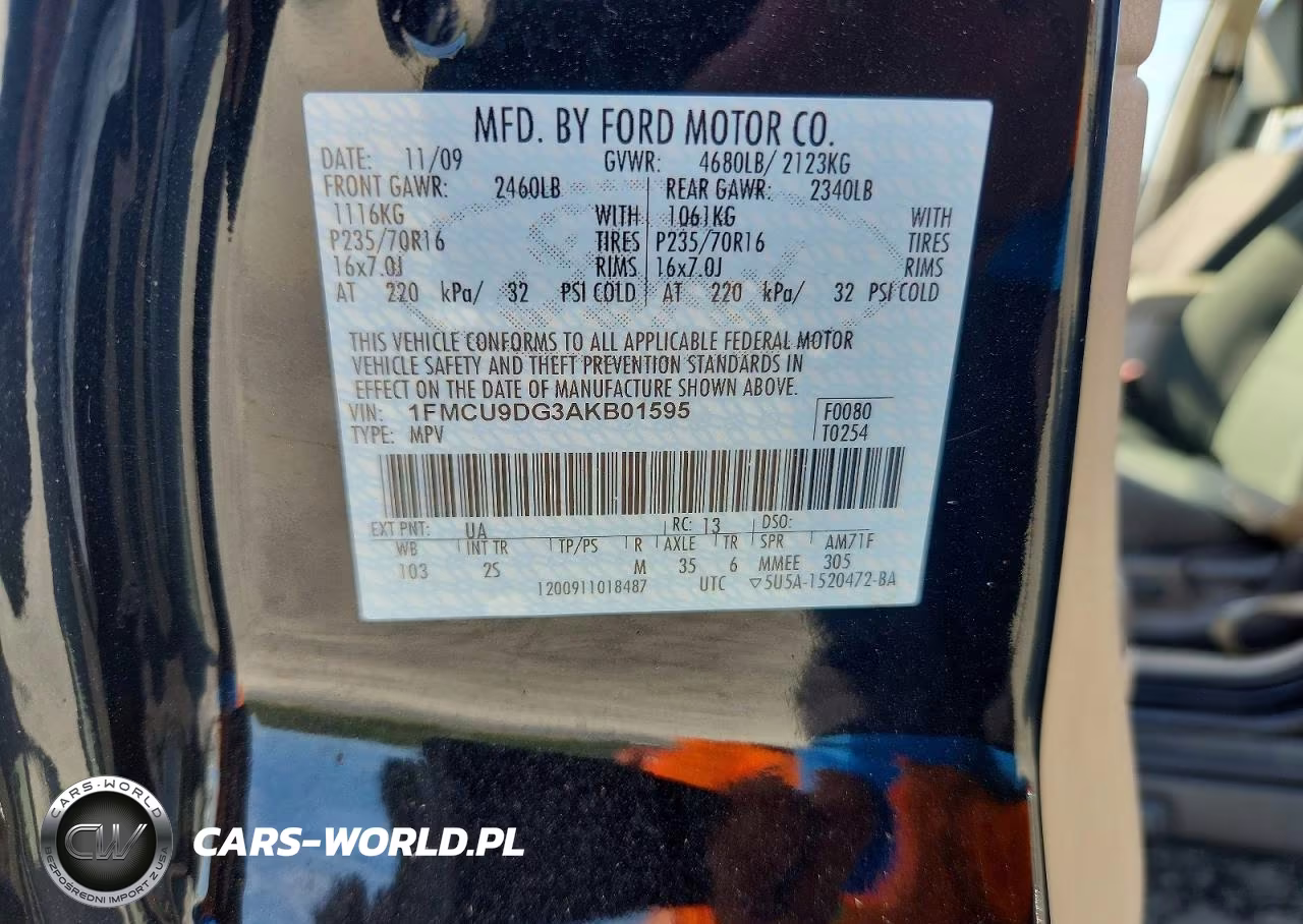 2010 Ford Escape Xlt VIN:1FMCU9DG3AKB01595 - 13