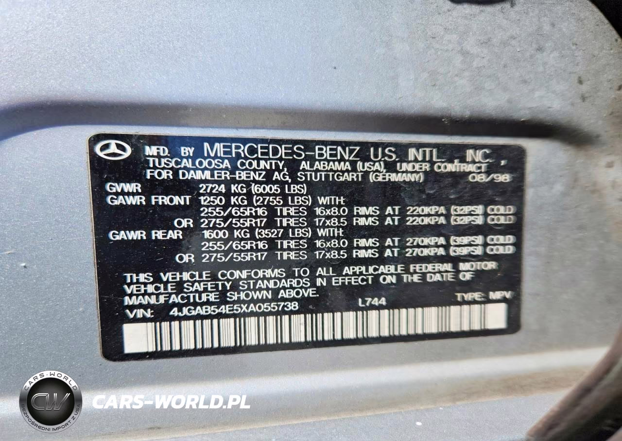 1999 Mercedes-Benz Ml 320 VIN:4JGAB54E5XA055738 - 13
