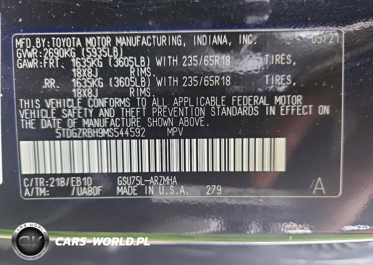 2021 Toyota Highlander Xle VIN:5TDGZRBH9MS544592 - 13