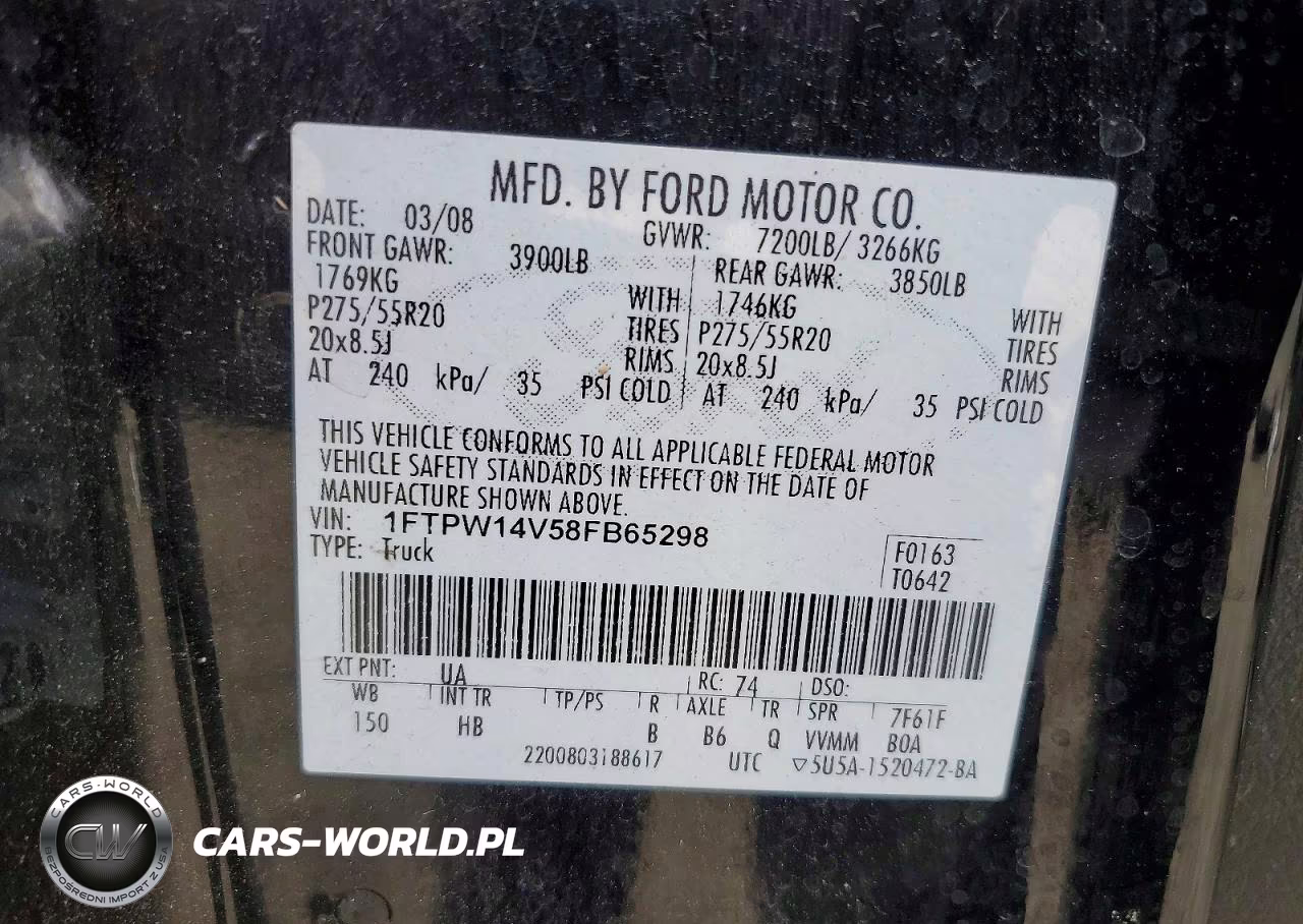 2008 Ford F150 Supercrew VIN:1FTPW14V58FB65298 - 13