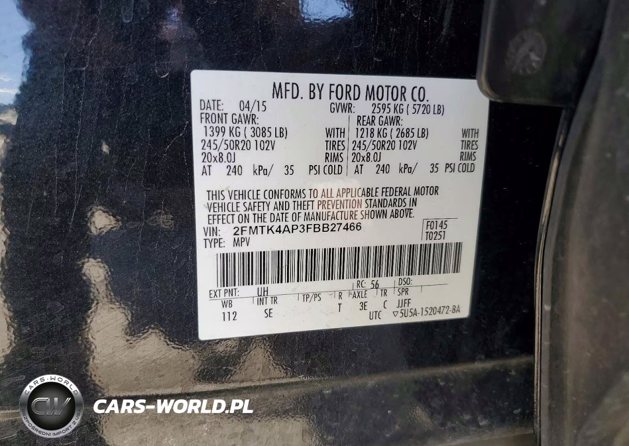 2015 Ford Edge Sport VIN:2FMTK4AP3FBB27466 - 13