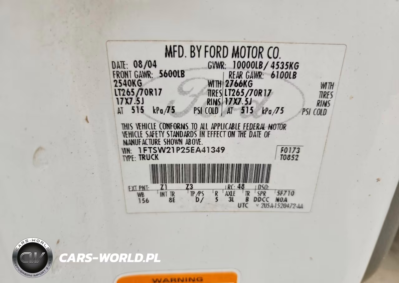 2005 Ford F250 Super Duty VIN:1FTSW21P25EA41349 - 13