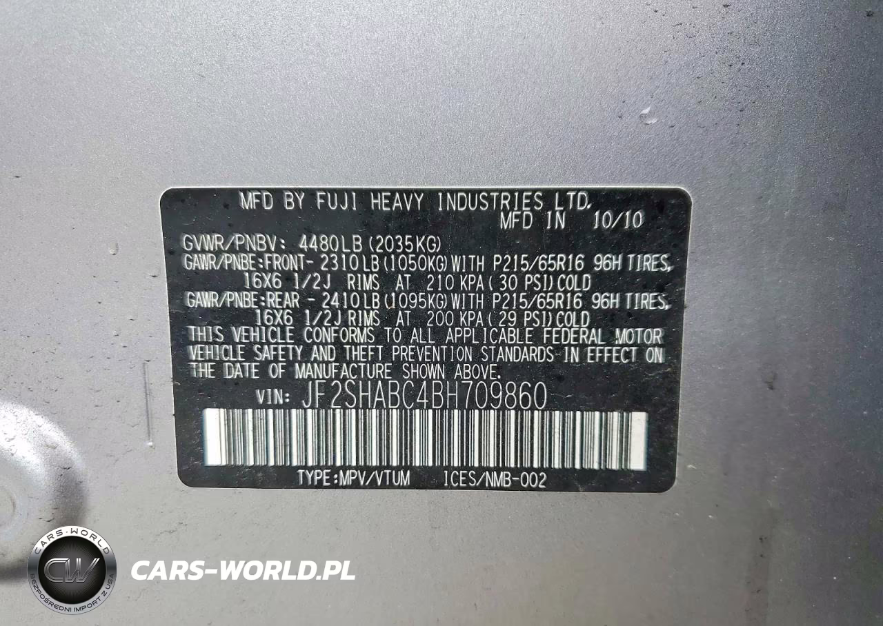 2011 Subaru Forester 2.5X VIN:JF2SHABC4BH709860 - 12