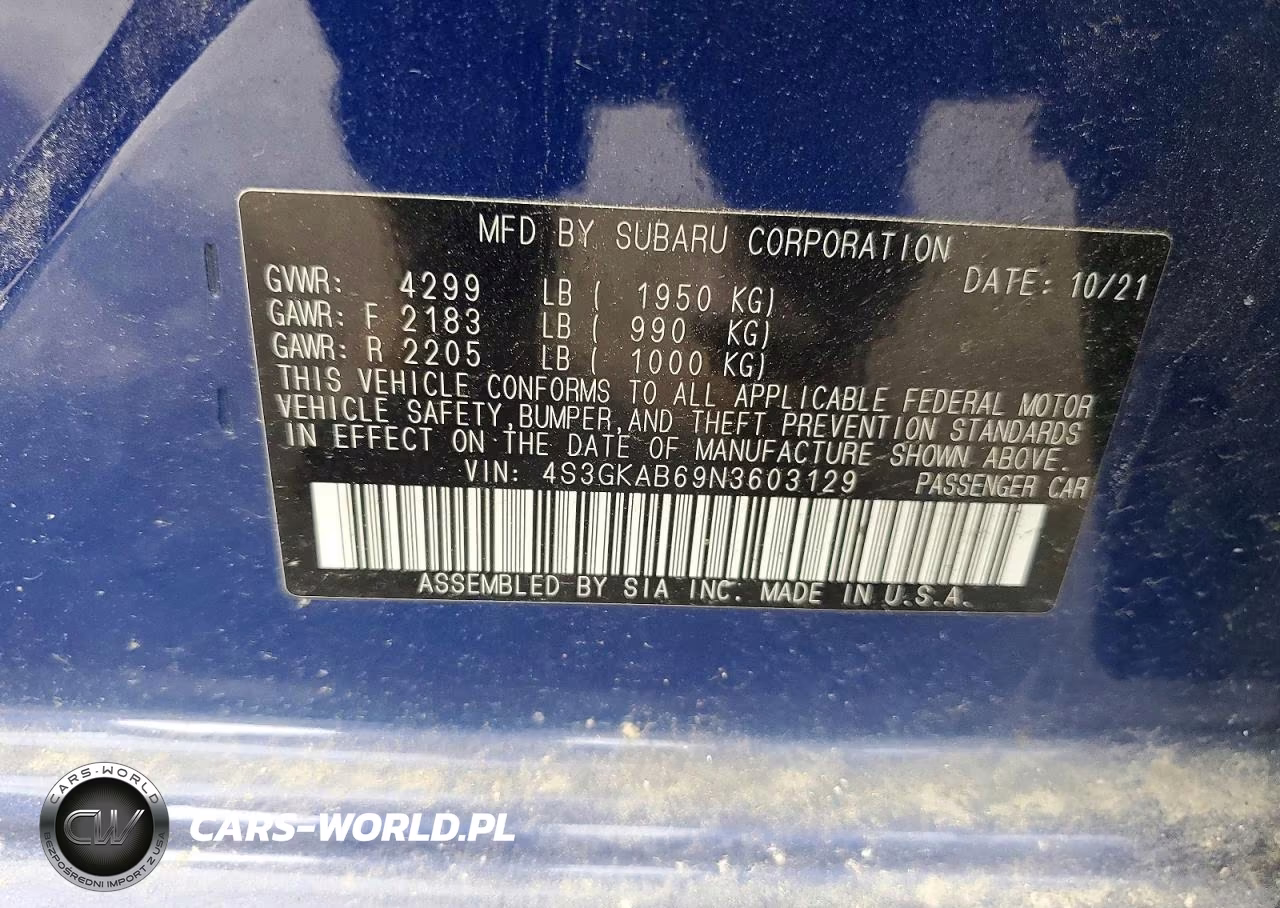 SUBARU IMPREZA VIN:4S3GKAB69N3603129 - 12