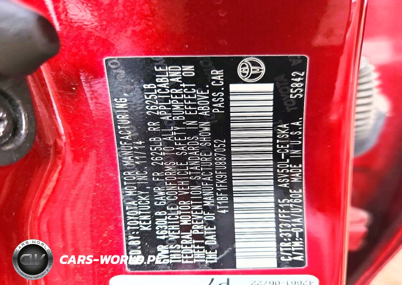 2015 Toyota Camry Se VIN:4T1BF1FK9FU887052 - 12