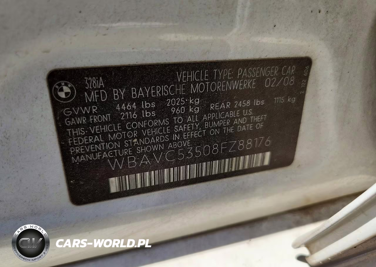 2008 BMW 328 I Sulev VIN:WBAVC53508FZ88176 - 12