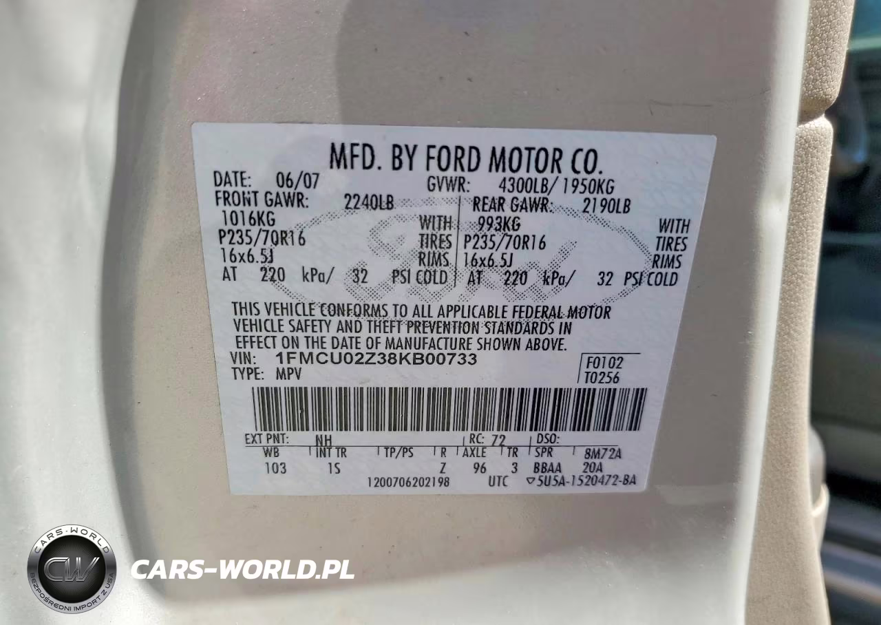 2008 Ford Escape Xls VIN:1FMCU02Z38KB00733 - 13