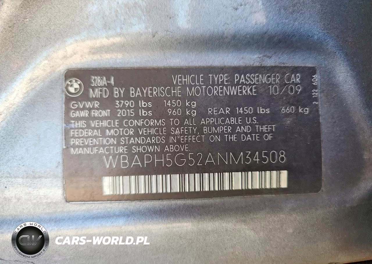 2010 BMW 328 I Sulev VIN:WBAPH5G52ANM34508 - 12