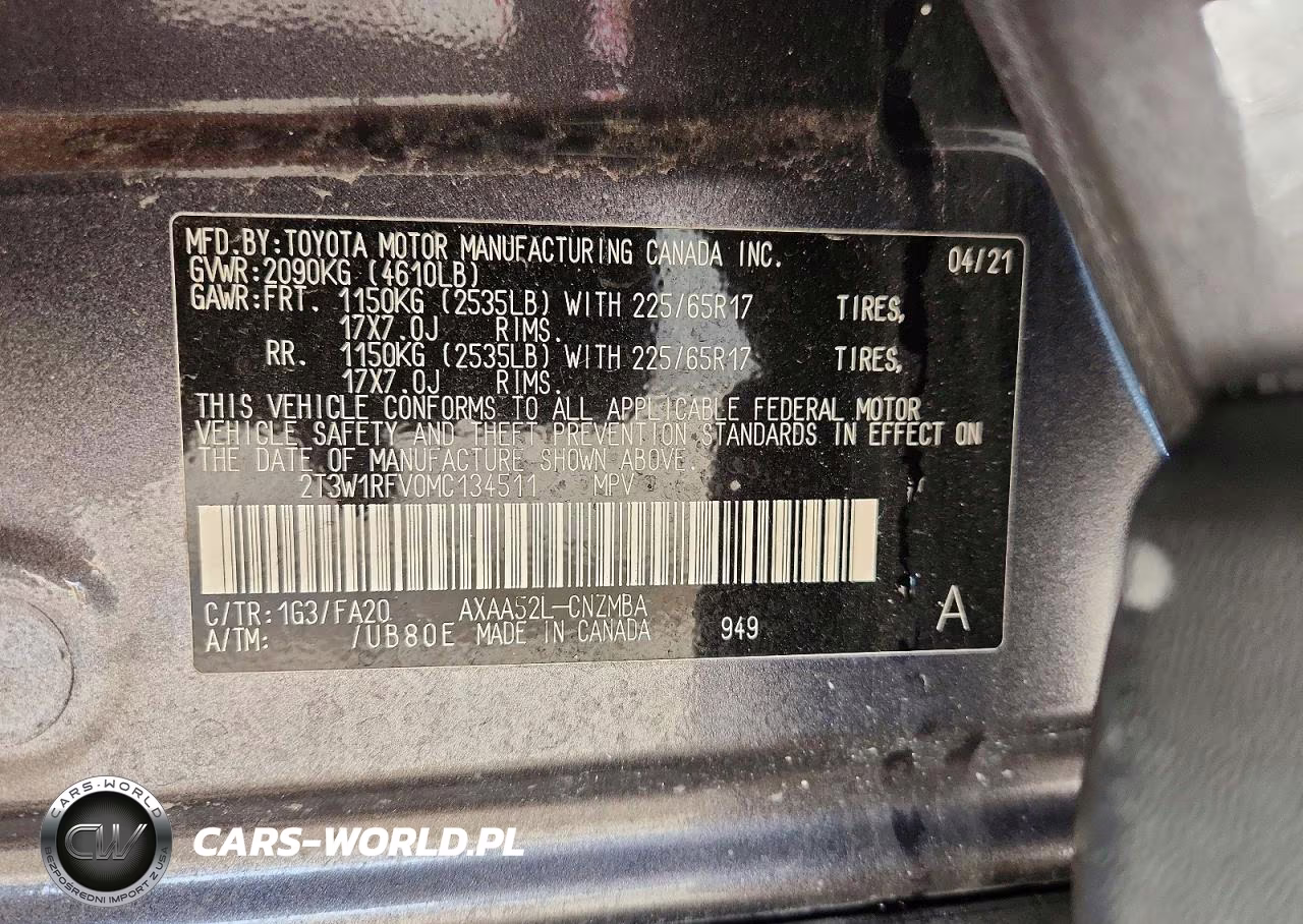 2021 Toyota Rav4 Xle VIN:2T3W1RFV0MC134511 - 14