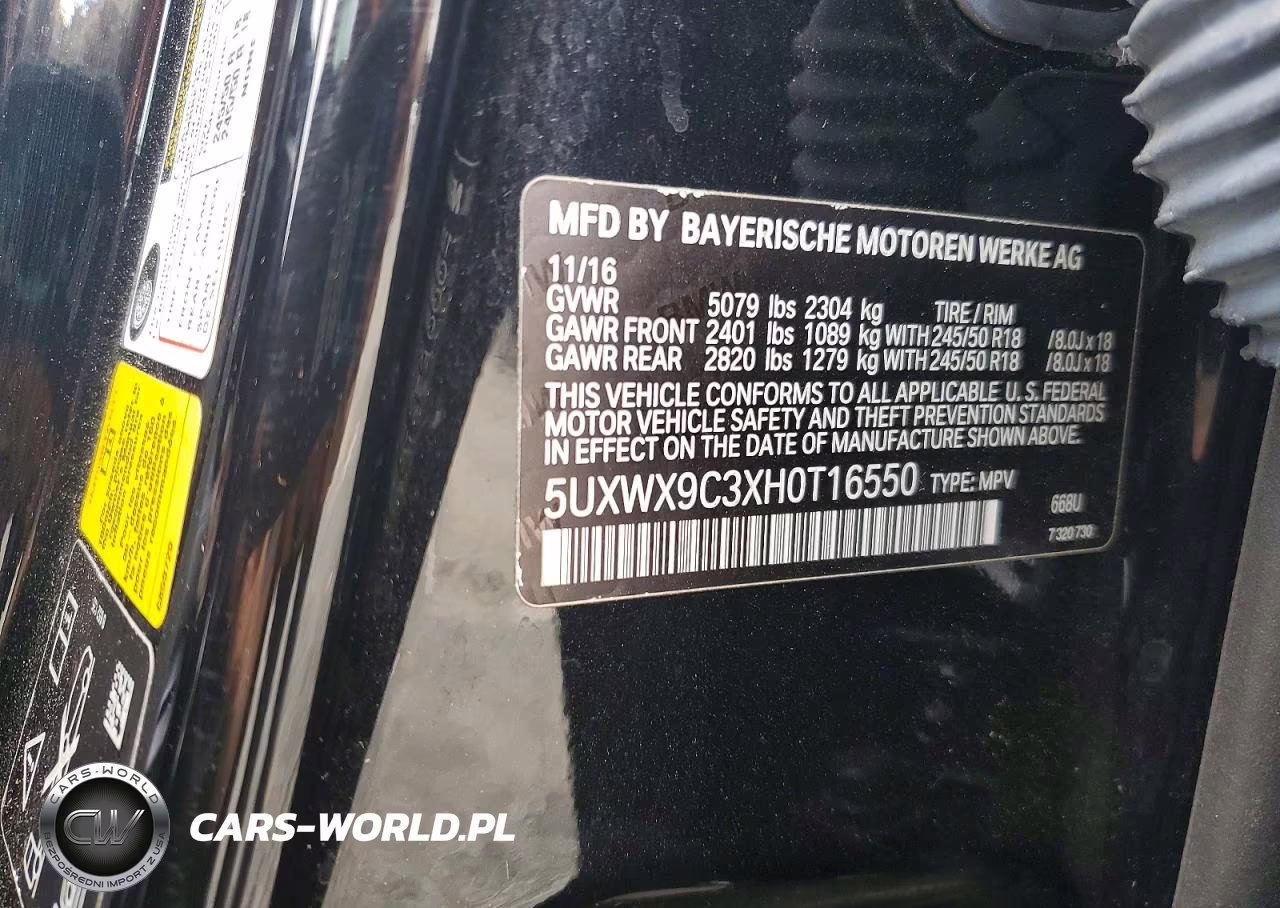 2017 BMW X3 xDrive28I VIN:5UXWX9C3XH0T16550 - 13