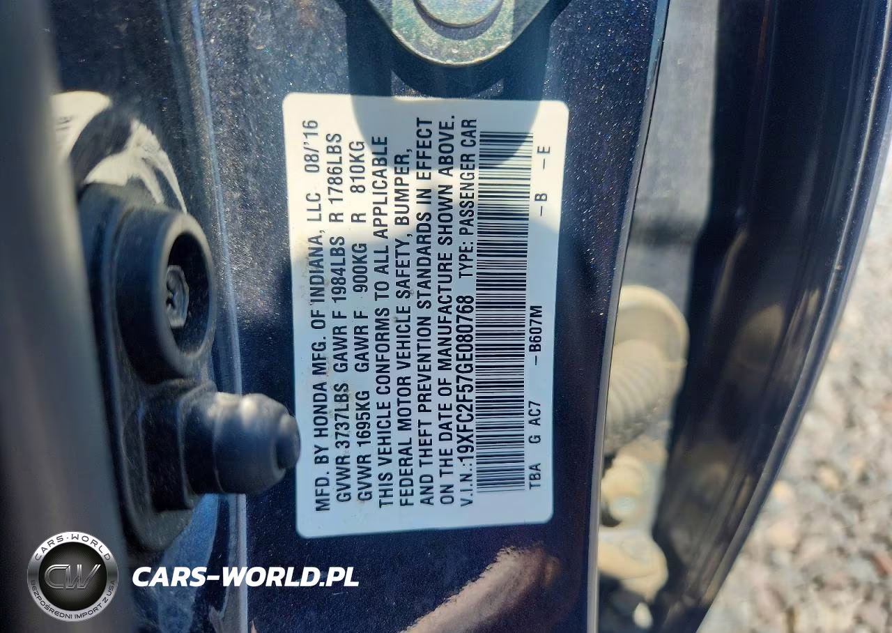 2016 Honda Civic Lx VIN:19XFC2F57GE080768 - 12