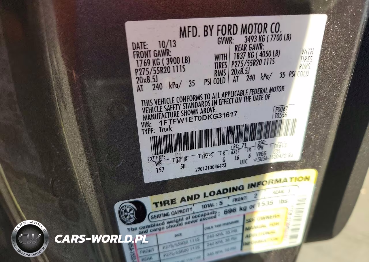2013 Ford F150 Supercrew VIN:1FTFW1ET0DKG31617 - 12