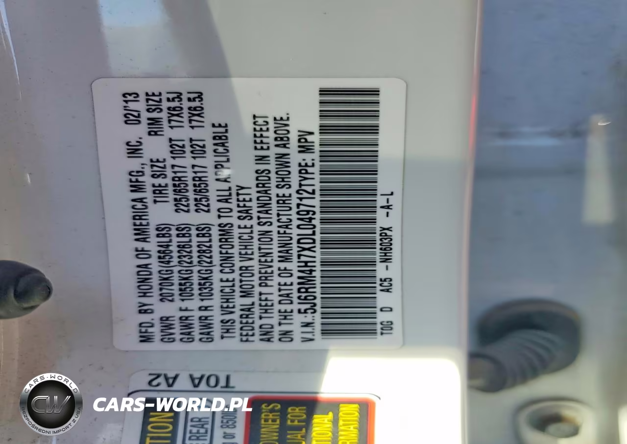 2013 Honda Cr-V Exl VIN:5J6RM4H7XDL049712 - 12