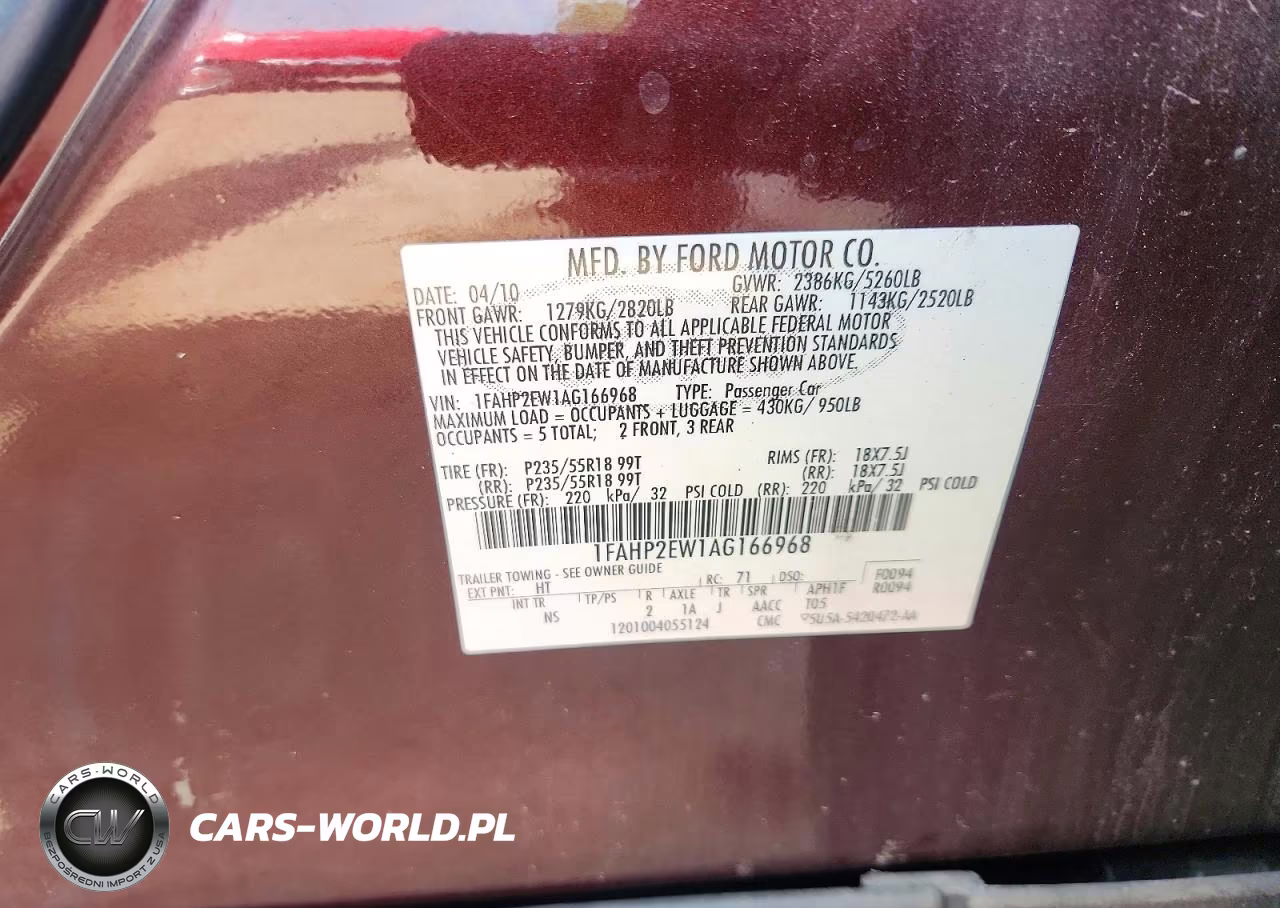 2010 Ford Taurus Sel VIN:1FAHP2EW1AG166968 - 13