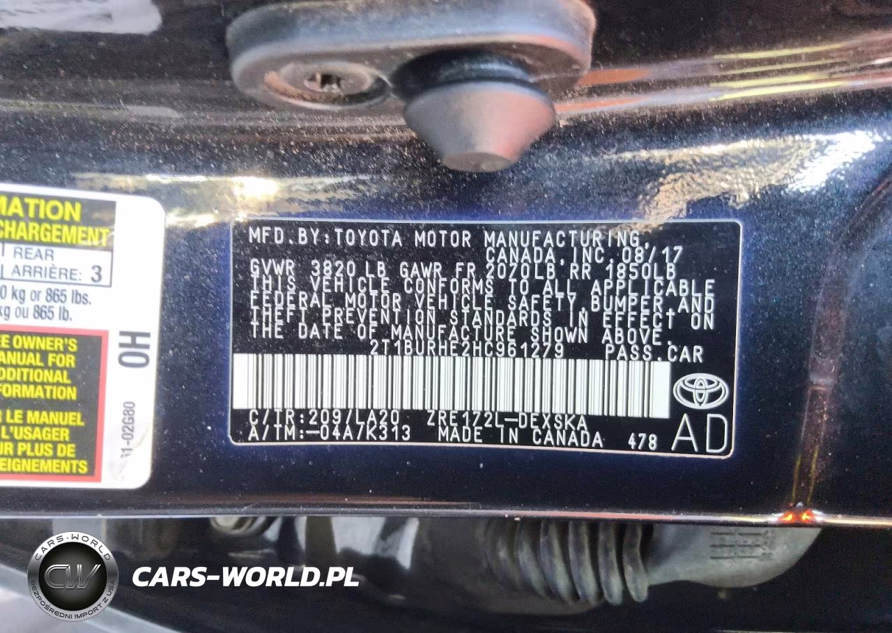 2017 Toyota Corolla Xse VIN:2T1BURHE2HC961279 - 12