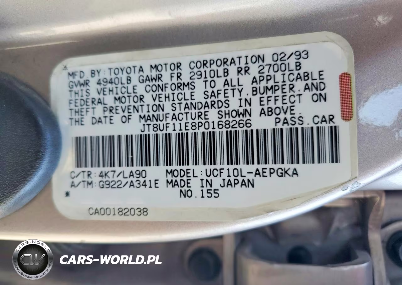 1993 Lexus Ls 400 VIN:JT8UF11E8P0168266 - 12