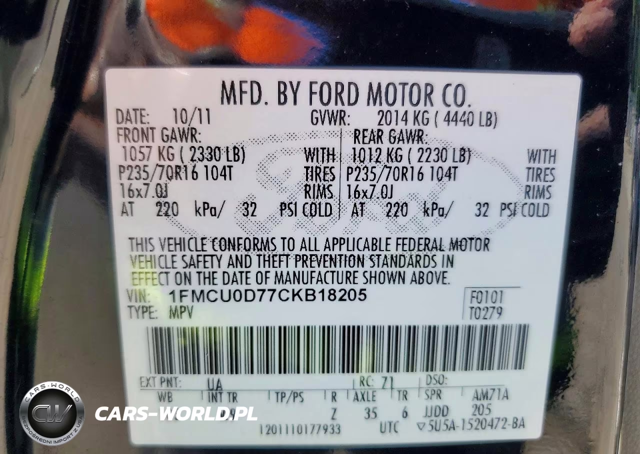 2012 Ford Escape Xlt VIN:1FMCU0D77CKB18205 - 13