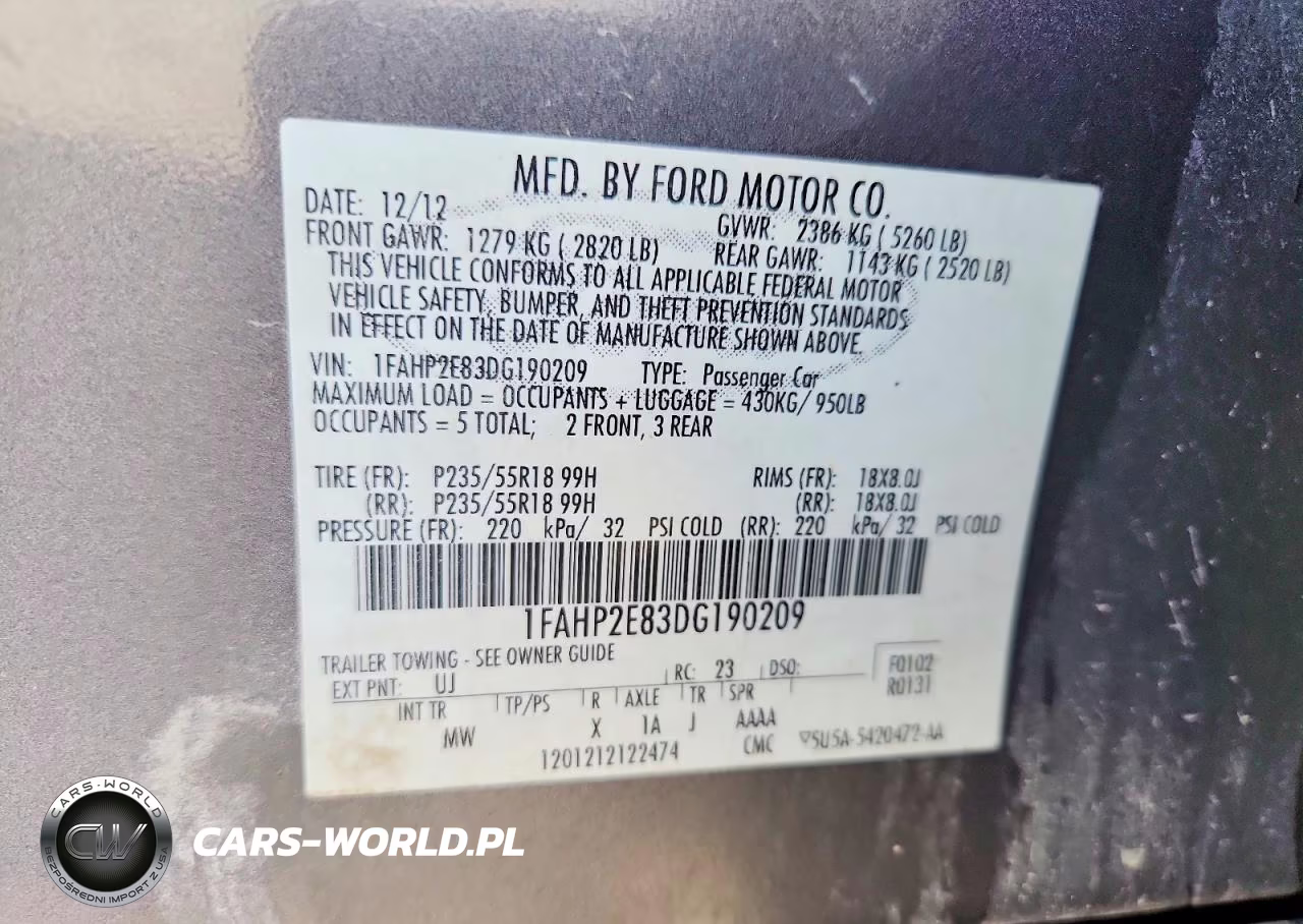 2013 Ford Taurus Sel VIN:1FAHP2E83DG190209 - 12