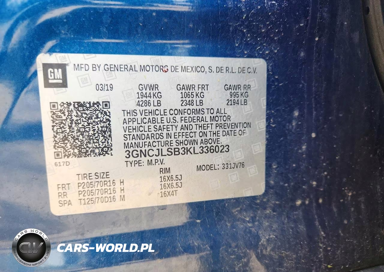 2019 Chevrolet Trax 1Lt VIN:3GNCJLSB3KL336023 - 13