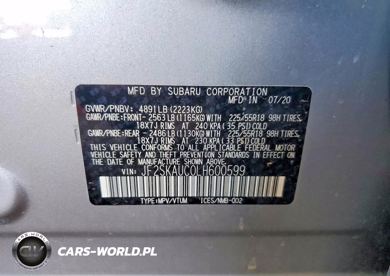 2020 Subaru Forester Limited VIN:JF2SKAUC0LH600599 - 13