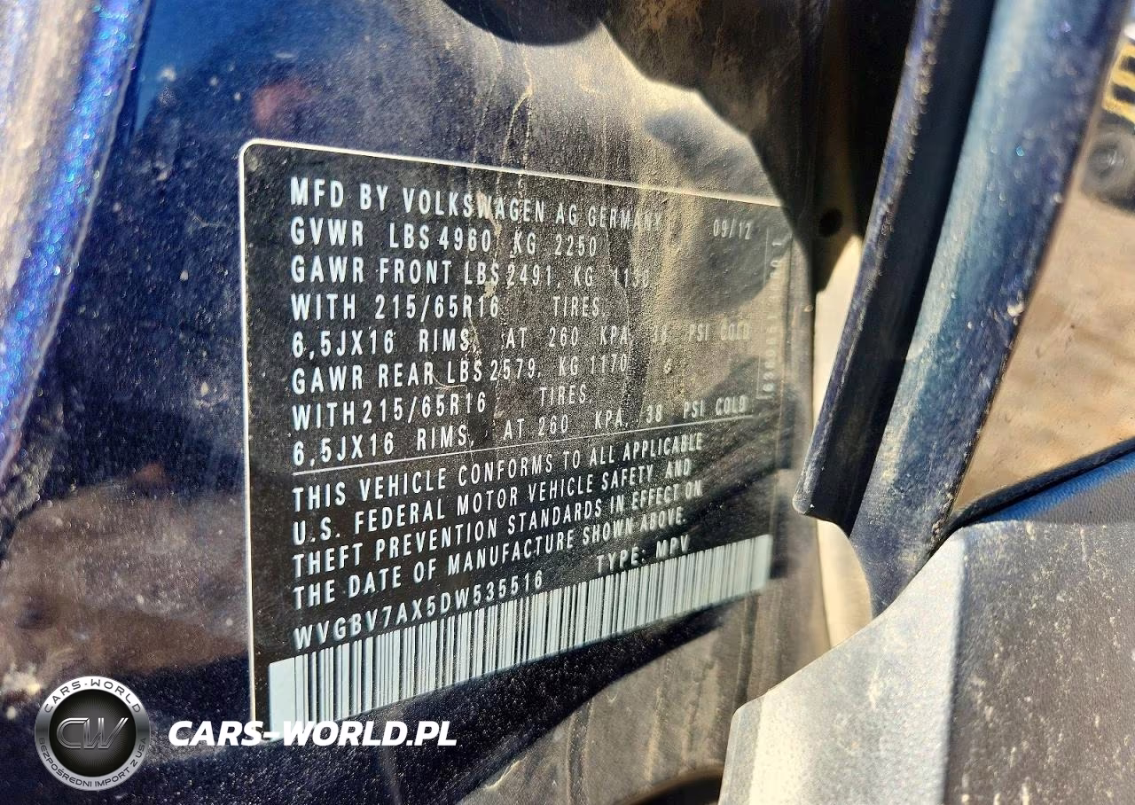 2013 Volkswagen Tiguan S VIN:WVGBV7AX5DW535516 - 13
