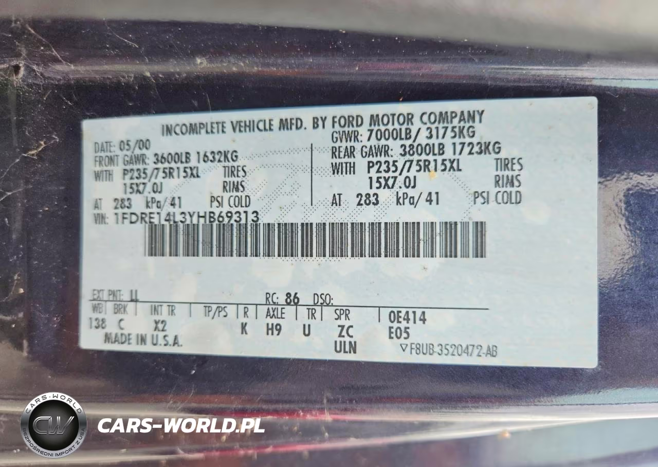 2000 Ford Econoline E150 Van VIN:1FDRE14L3YHB69313 - 13