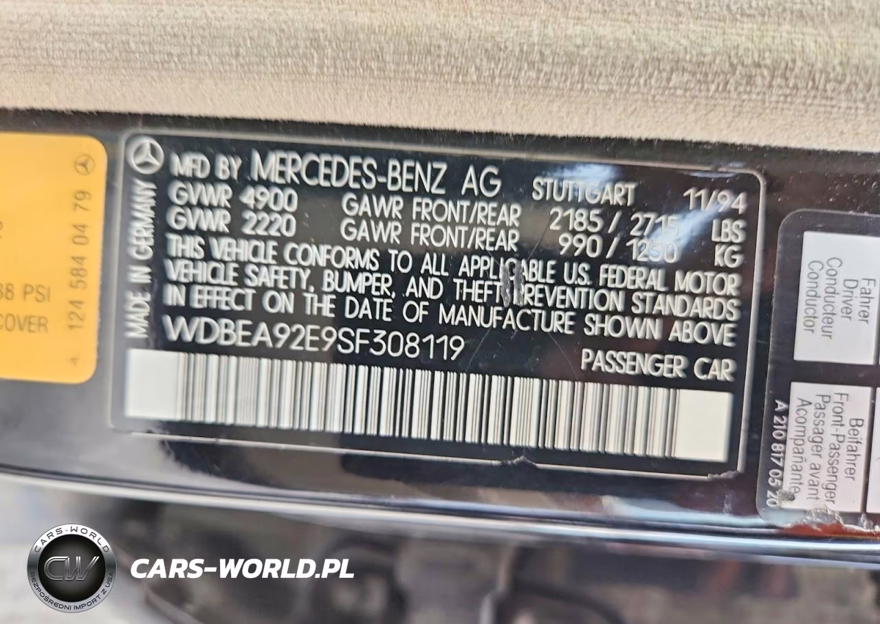 1995 Mercedes-Benz E 320 VIN:WDBEA92E9SF308119 - 12