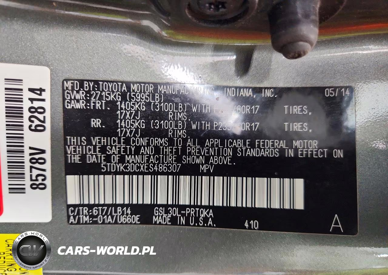 2014 Toyota Sienna Xle 8-Passenger VIN:5TDYK3DCXES486307 - 14