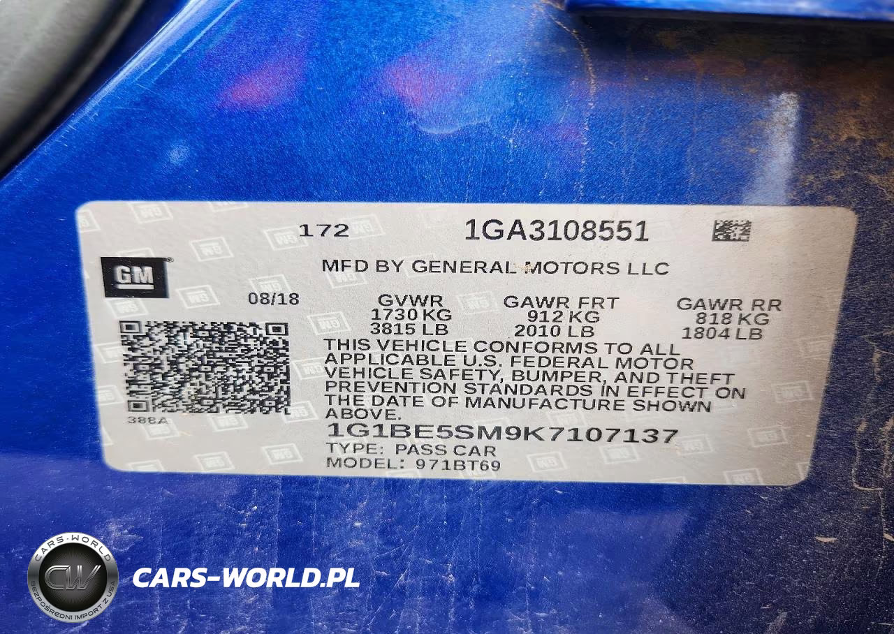 2019 Chevrolet Cruze Lt VIN:1G1BE5SM9K7107137 - 12