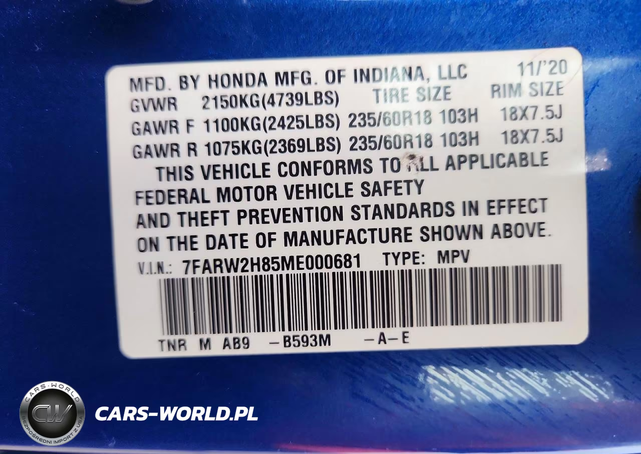 2021 Honda Cr-V Exl VIN:7FARW2H85ME000681 - 14