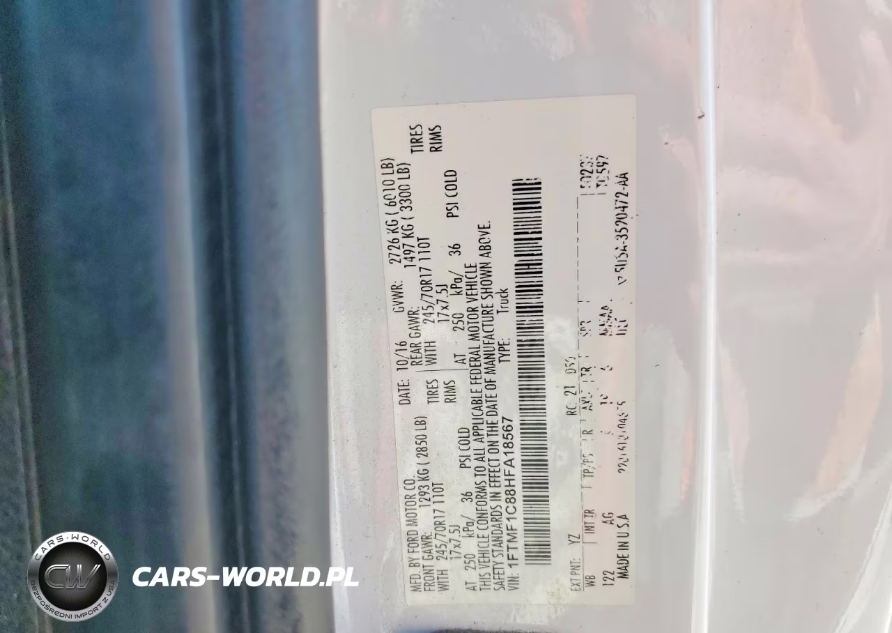 2017 Ford F150 VIN:1FTMF1C88HFA18567 - 12