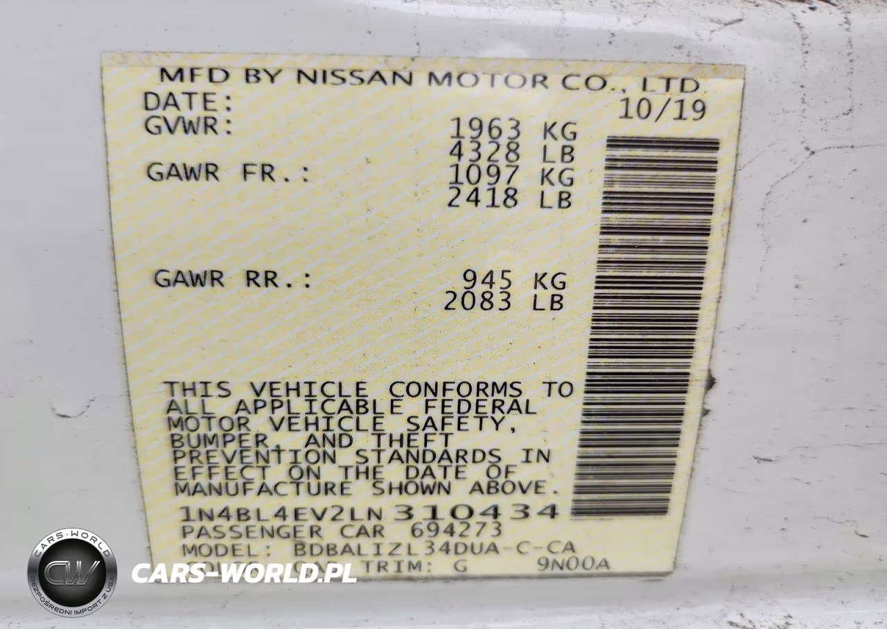 2020 Nissan Altima Sl VIN:1N4BL4EV2LN310434 - 13